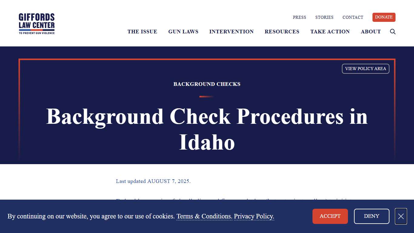 Background Check Procedure Laws in Idaho Giffords